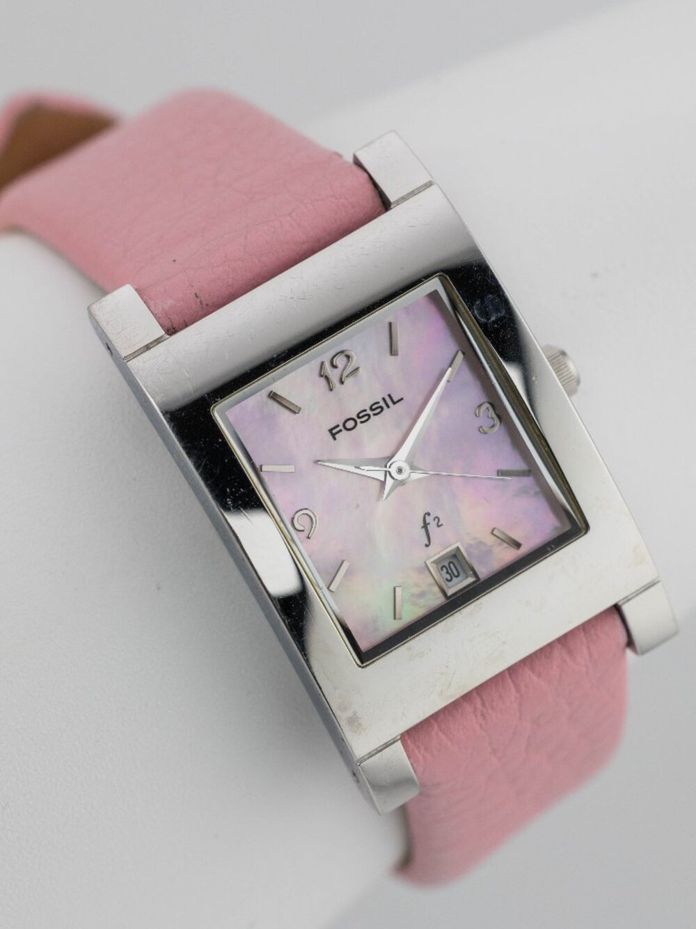 Fossil F2 ES-9757 Women’s Pink Mother Of Pearl Quartz Analog Watch Fresh Battery
